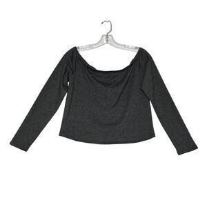 BP Long Sleeve Off The Shoulder Fitted Crop Top Grey Womens XL